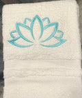 White hand towel with lotus